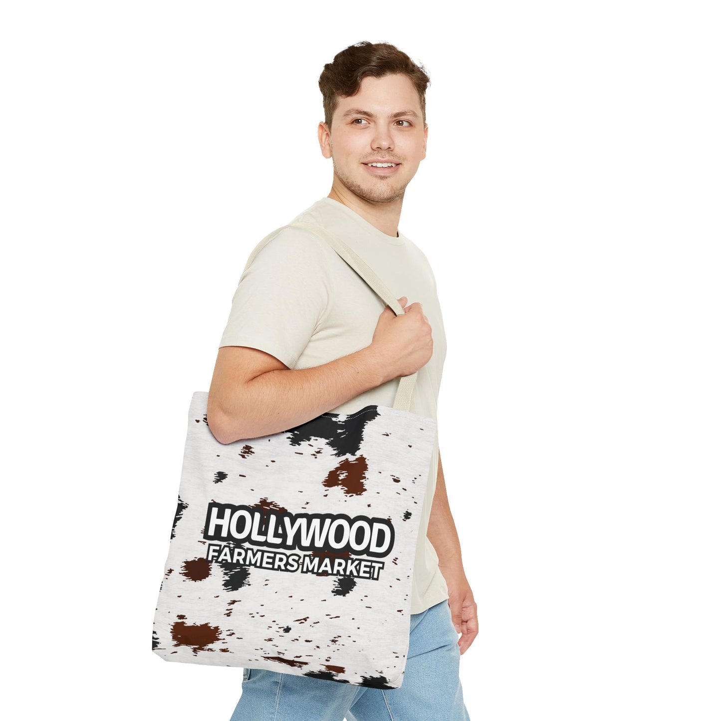 Hollywood Farmers Market Cow Print Tote Bag