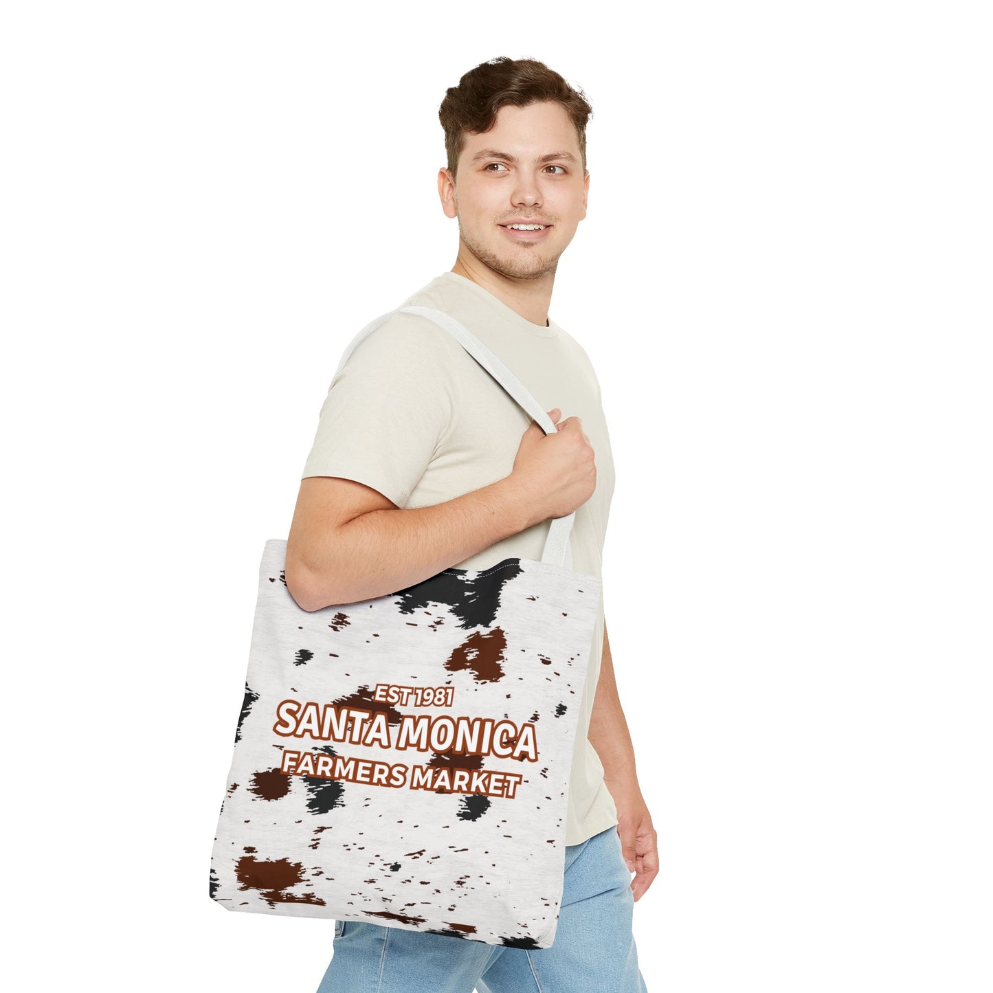 Santa Monica Farmers Market Cow Print Tote Bag