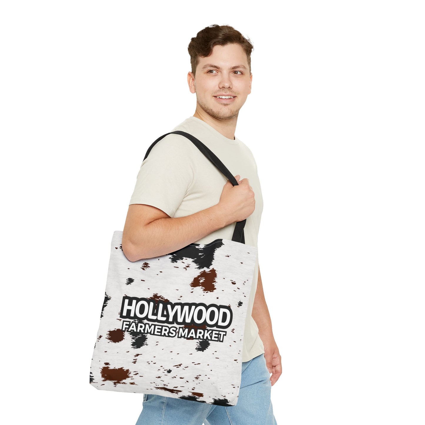 Hollywood Farmers Market Cow Print Tote Bag