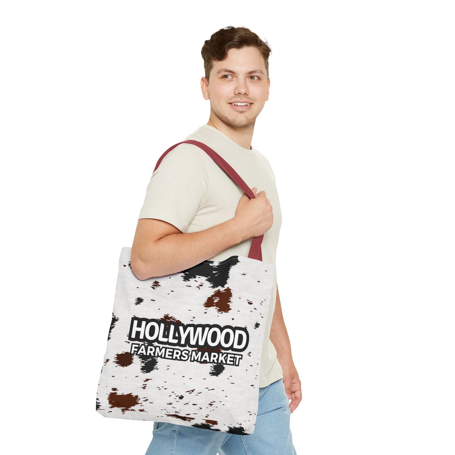 Hollywood Farmers Market Cow Print Tote Bag